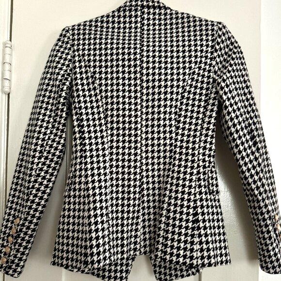 Balmain Classic Print Tweed Houndstooth B&W Doublebreasted Blazer Sz 36 - Picture 3 of 9